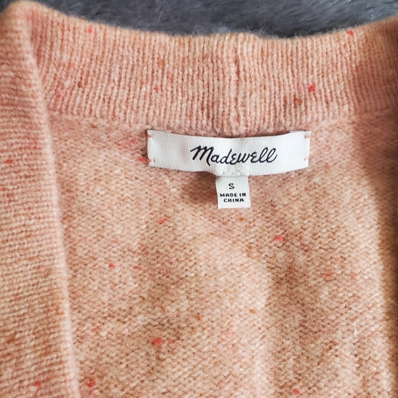 Madewell NWT 100% Merino Wool Pink Speckle Button Front Cardigan - Picture 2 of 5